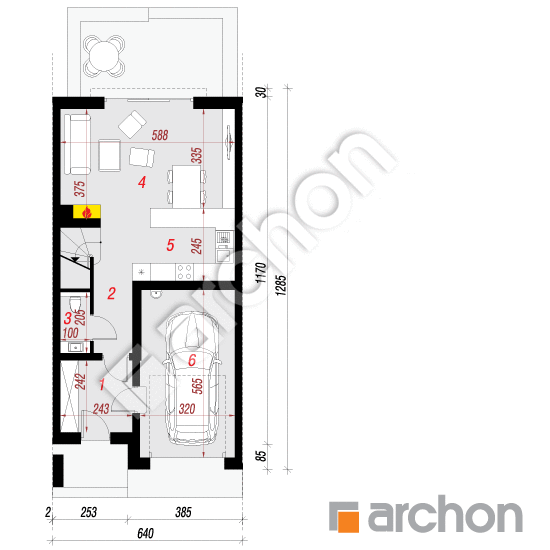 Проект дома ARCHON+ Дом под гинко 7 (ГСН) План першого поверху