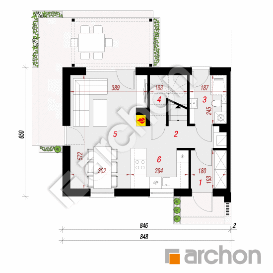 Проект будинку ARCHON+ Будинок в еверніях 4 (Б) План першого поверху