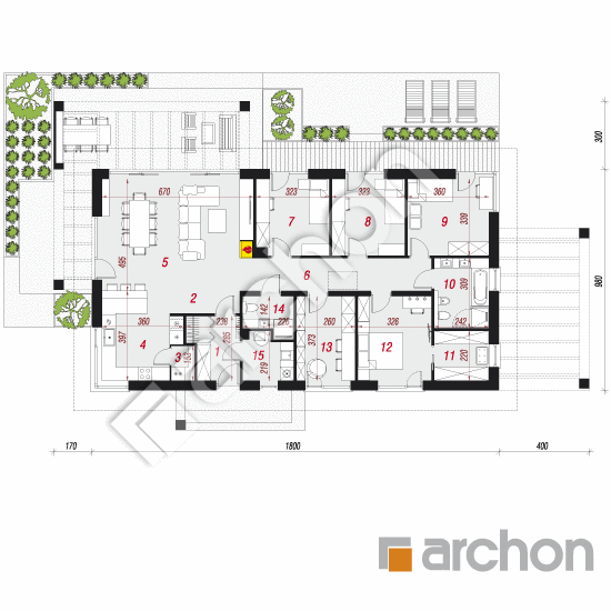 Проект дома ARCHON+ Дом в мекинтошах 10 План першого поверху