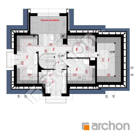 Проект будинку ARCHON+ Будинок у лаванді вер. 2 План мансандри