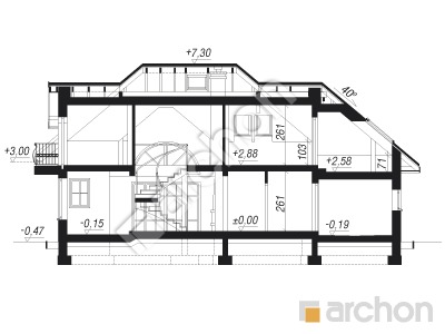 Проект дома ARCHON+ Дом в лаванде вер. 2 Розріз будинку