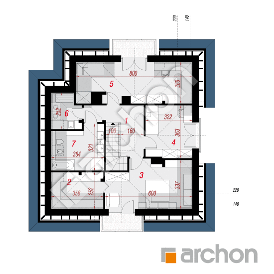 Проект дома ARCHON+ Дом в волчьих ягодах 2 План мансандри