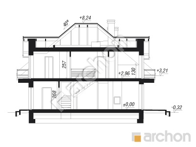 Проєкт будинку ARCHON+ Будинок в вовчих ягодах 2 Розріз будинку