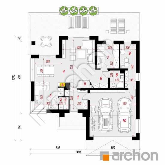 Проект будинку ARCHON+ Будинок в кортланді 3 (Г2) План першого поверху
