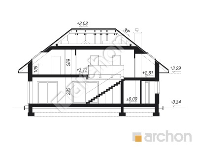 Проєкт будинку ARCHON+ Будинок в кортланді 3 (Г2) Розріз будинку