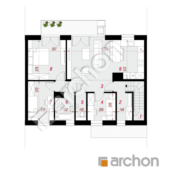 Проект будинку ARCHON+ Будинок в халезіях 2 (Р2С) План мансандри