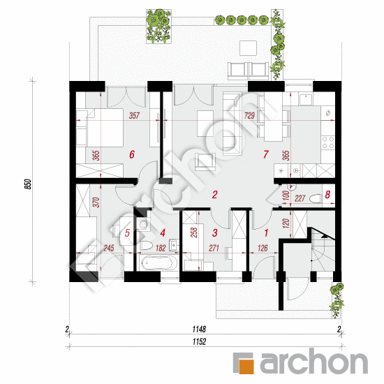 Проект дома ARCHON+ Дом в халезиях 2 (Р2С) План першого поверху