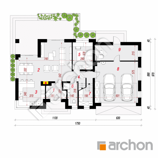 Проект дома ARCHON+ Дом в серебрянках 2 (Г2) План першого поверху
