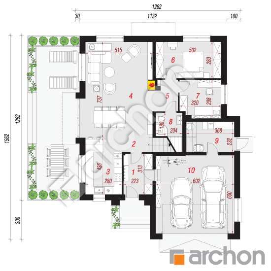 Проект будинку ARCHON+ Будинок в дурмані вер. 2 План першого поверху