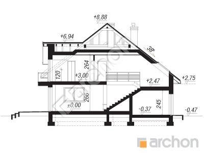 Проект дома ARCHON+ Дом в дурмане вер. 2 Розріз будинку