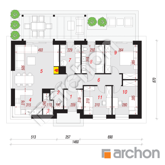 Проект будинку ARCHON+ Будинок в коручках 5 План першого поверху
