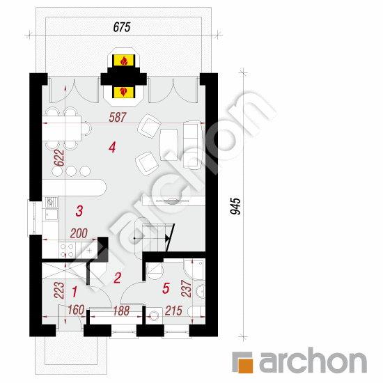 Проект дома ARCHON+ Дом в сон-траве План першого поверху