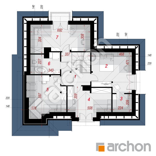 Проект будинку ARCHON+ Будинок в хабрах План мансандри