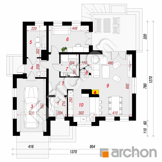 Проект дома ARCHON+ Дом в хабрах План першого поверху