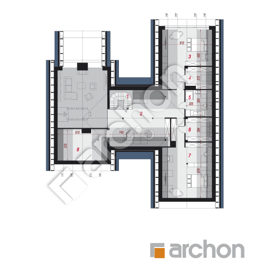 Проект будинку ARCHON+ Будинок в клівіях 8 (Г2) План мансандри