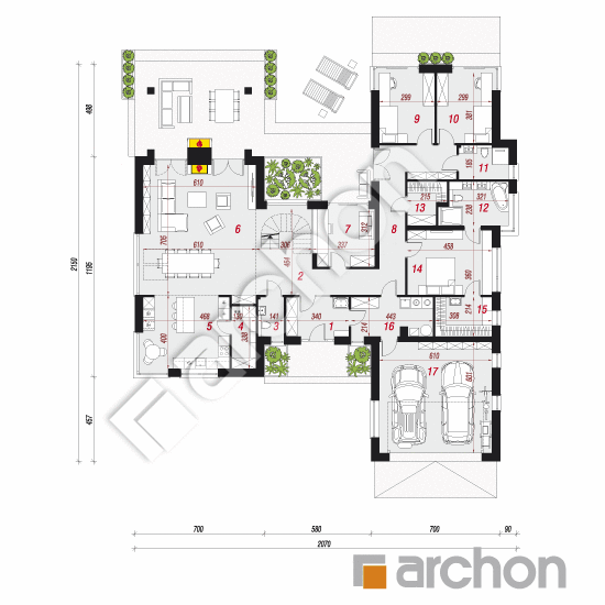 Проект дома ARCHON+ Дом в кливиях 8 (Г2) План першого поверху