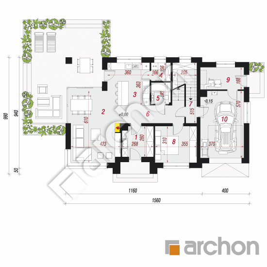 Проект будинку ARCHON+ Будинок в сливах 5 (Г) План першого поверху
