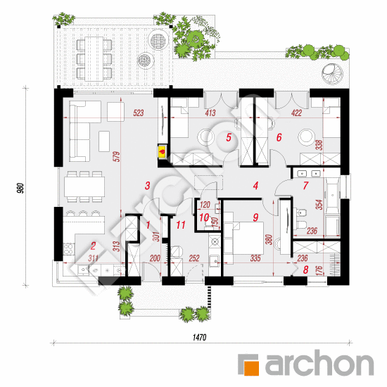 Проект дома ARCHON+ Дом на лугу 3 План першого поверху