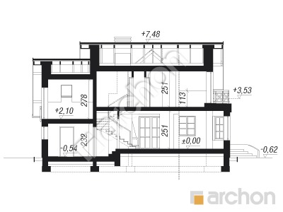 Проект дома ARCHON+ Дом в перловнике вер.3 Розріз будинку