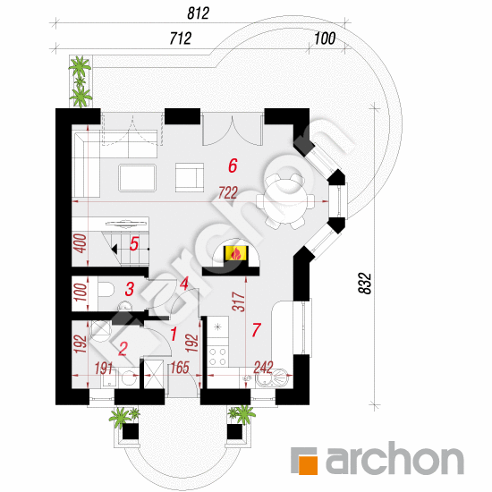 Проект будинку ARCHON+ Будинок у винограді вер. 2 План першого поверху