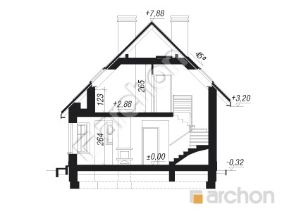 Проект дома ARCHON+ Дом в винограде вер.2 Розріз будинку