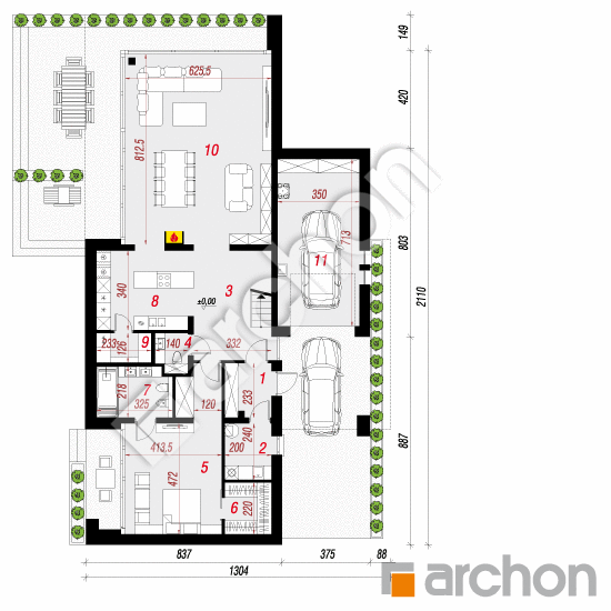 Проект дома ARCHON+ Дом в огурнике (Г) вер. 2 План першого поверху