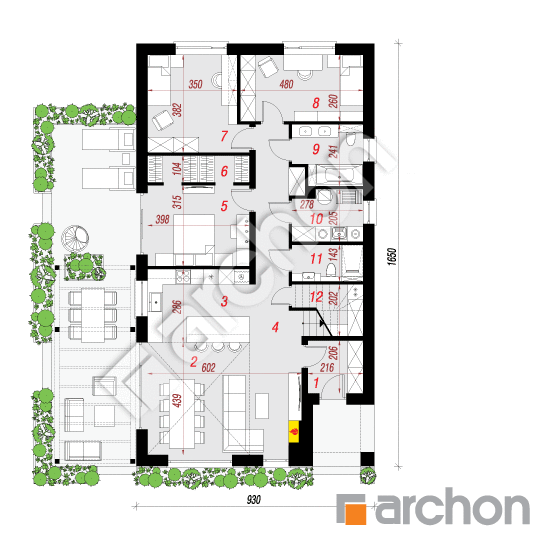 Проект дома ARCHON+ Дом в сирени 12 План першого поверху