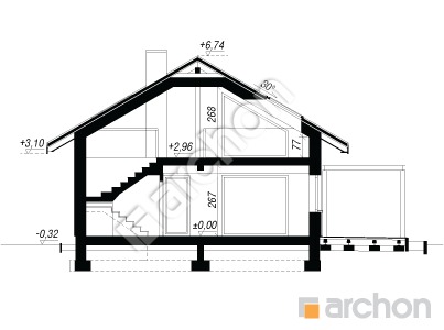 Проєкт будинку ARCHON+ Будинок в бузку 12 Розріз будинку