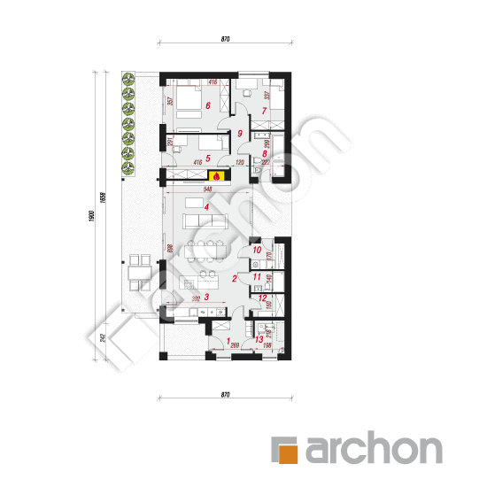 Проект будинку ARCHON+ Будинок в бродіах 3 План першого поверху
