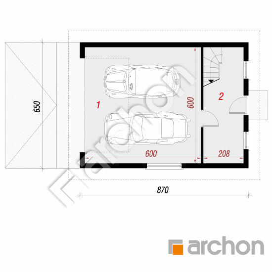 Проект будинку ARCHON+ Г6а - Двомісний гараж  План першого поверху