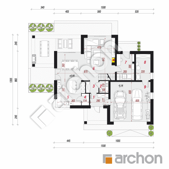 Проект дома ARCHON+ Вилла Миранда 7 (Г2) План першого поверху