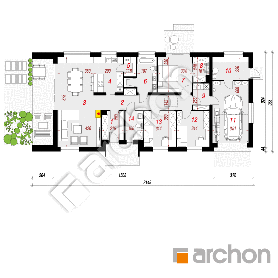 Проект дома ARCHON+ Дом в мекинтошах 8 План першого поверху