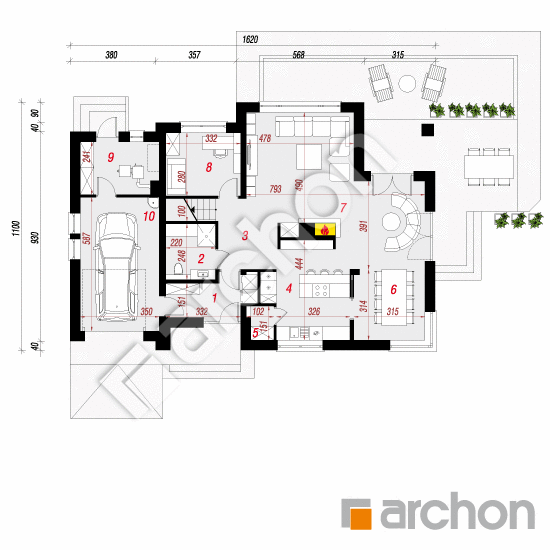 Проект дома ARCHON+ Дом в каннах 3 План першого поверху