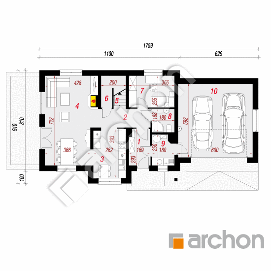 Проект дома ARCHON+ Дом в горошке (Г2) вер.2 План першого поверху