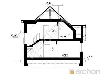 Проект дома ARCHON+ Дом в горошке (Г2) вер.2 Розріз будинку