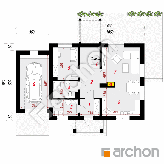 Проект дома ARCHON+ Дом в примулах 3 План першого поверху
