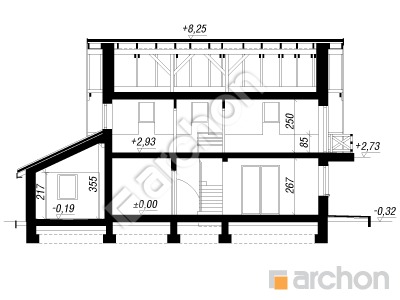 Проєкт будинку ARCHON+ Будинок в примулах 3 Розріз будинку