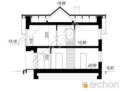 Проєкт будинку ARCHON+ Будинок в шафлерах Розріз будинку