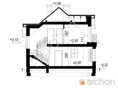Проект дома ARCHON+ Дом в рододендронах (Т) Розріз будинку