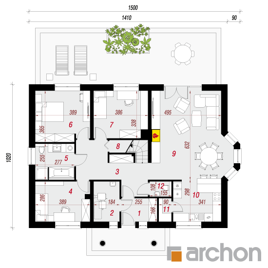 Проект будинку ARCHON+ Будинок під червоною горобиною 12 План першого поверху