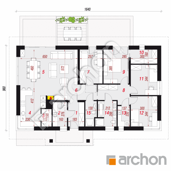 Проект дома ARCHON+ Дом в мекинтошах 6 План першого поверху