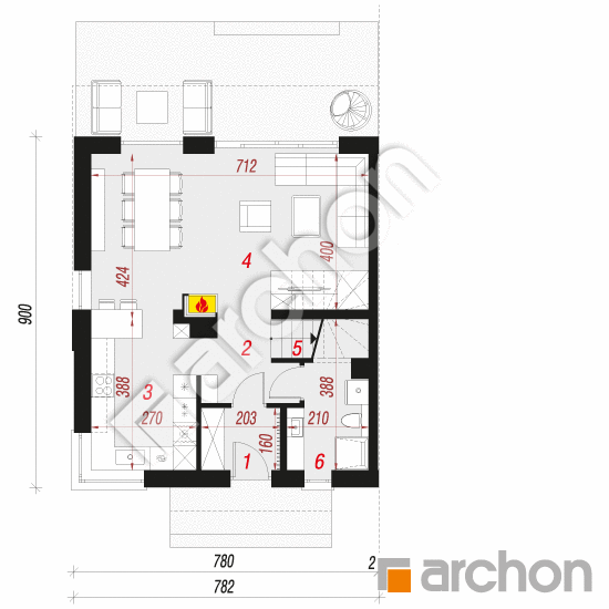Проект будинку ARCHON+ Будинок на пагорбі 3 (Б) План першого поверху