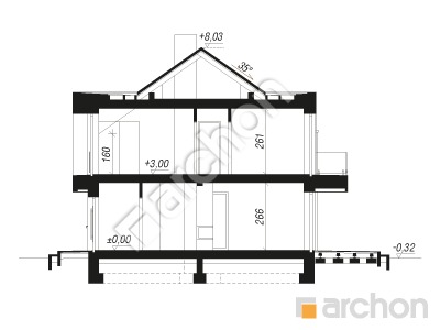 Проект дома ARCHON+ Дом на пригорке 3 (Б) Розріз будинку