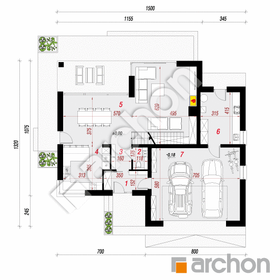 Проект дома ARCHON+ Вилла Миранда 3 (Г2) План першого поверху