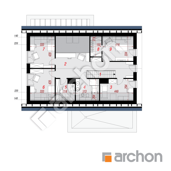 Проект дома ARCHON+ Дом в дабециях 4 (Г) План мансандри
