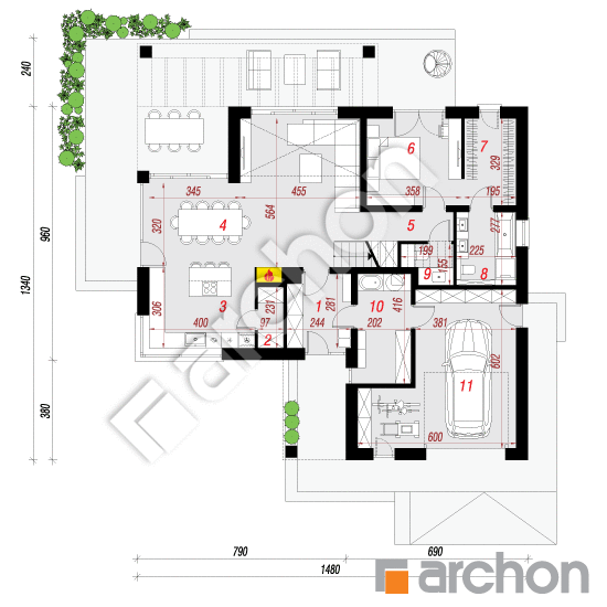 Проект дома ARCHON+ Дом в дабециях 4 (Г) План першого поверху