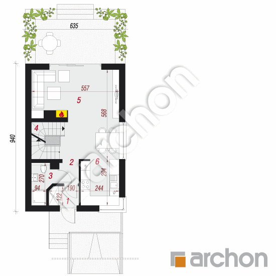 Проект будинку ARCHON+ Будинок в подбілах (П) вер.2 План першого поверху