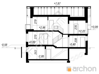 Проект дома ARCHON+ Дом в рододендронах 15 (ПН) Розріз будинку