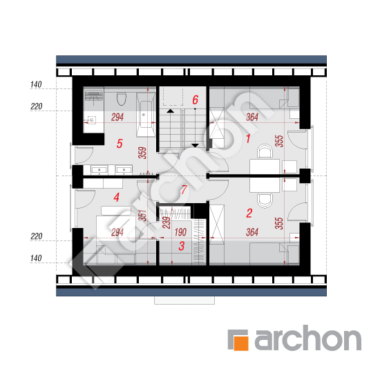 Проект будинку ARCHON+ Будинок в хлорофітумі 23 (Е) ВДЕ План мансандри