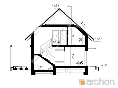 Проект дома ARCHON+ Дом в хлорофитуме 23 (Е) ВИЭ Розріз будинку